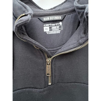 Carhartt Rain Defender Hoodie Mens 3XL Black Loose Fit Quarter Zip Workwear - product photo 4