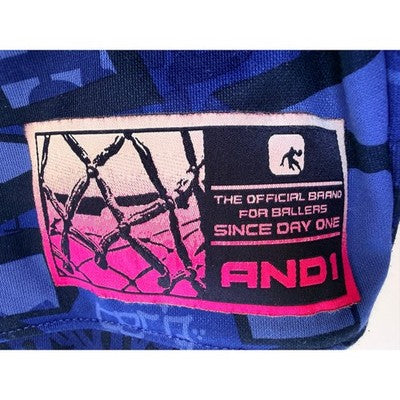 AND1 Zip Up Hoodie Jacket Mens Medium Blue Black Graphic Print Streetwear - product photo 5
