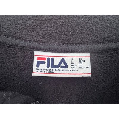 Fila Quarter Zip Fleece Pullover Mens XXL Black Colorblock Spell Out Jacket - product photo 3