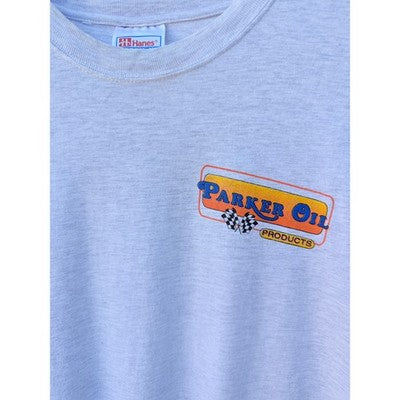 Parker Oil T Shirt Mens XL Gray Graphic Racing USA Flag - product photo 4