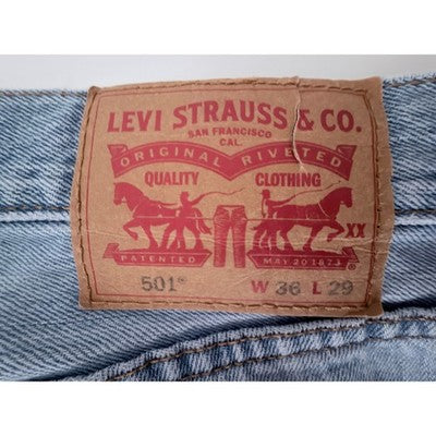 Levi's 501 Original Fit Jeans Men's 36x29 Light Wash Button Fly Denim - product photo 5