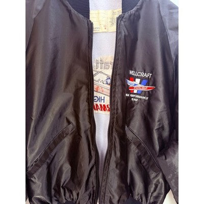 Vintage DeLong Wellcraft Bomber Jacket Mens Medium Black Racing Boat USA Made - product photo 5