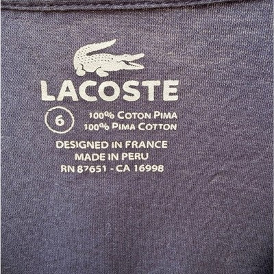 Lacoste T Shirt Mens Large Navy Pima Cotton Classic - product photo 3
