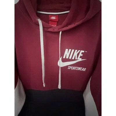 Nike Sportswear Hoodie Mens 2XL Red Black White Distressed Pullover Sweatshirt - product photo 4