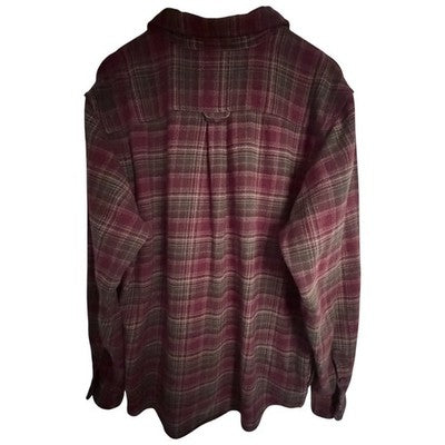 Orvis Plaid Heavyweight Flannel Shirt Mens Large Burgundy Brown Button Up - product photo 2