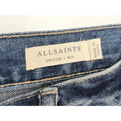 AllSaints Switch Denim Shorts Mens 31 Blue Button Fly Hem Designer Jean Shorts - product photo 3