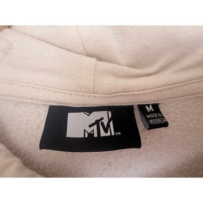 MTV MTV MTV Music Television Hoodie Mens Medium Cream Graphic Pullover Sweatshirt - product photo 3