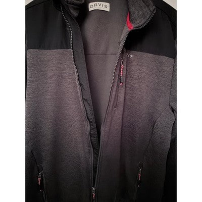 Orvis Men's Full Zip Fleece Jacket Large Black Gray Sweater Knit Outdoor - product photo 5