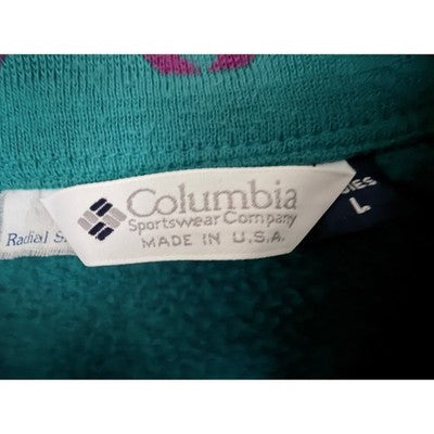 Vintage Columbia Radial Sleeve Fleece Jacket Womens Large Teal Purple Made USA - product photo 3