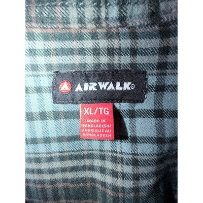 Airwalk Plaid Flannel Button Up Shirt Mens XL Blue Gray Skate Casual - product photo 3