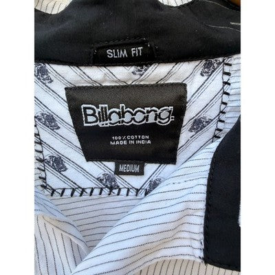 Billabong White Dress Shirts Slim Fit Button Down Shirt Mens Medium Striped - product photo 2