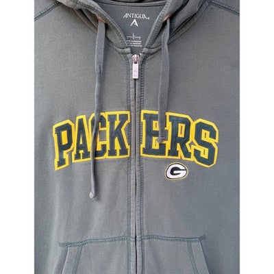 Antigua Green Bay Packers Full Zip Hoodie Mens Large Green NFL Football - product photo 4