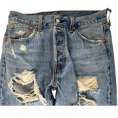 Levi's 501 Mens 30x30 Blue Distressed Ripped Jeans - product photo 5