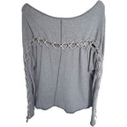 Free People Lace Up Short Sleeve Sweatshirt Gray Womens 3X (estimated) - product photo 2