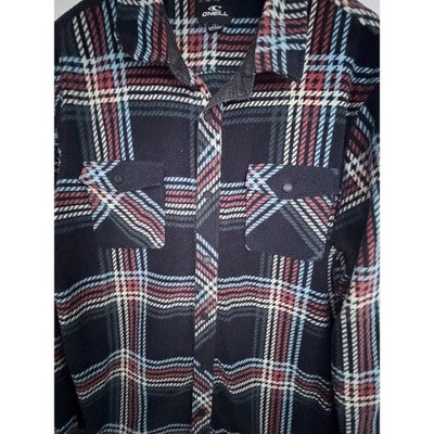 O'Neill Superfleece Plaid Shacket Mens Large Black Blue Snap Front Jacket - product photo 4