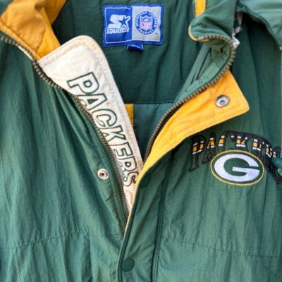 Green Bay Packers Starter Jacket Mens Large Vintage NFL Hooded - product photo 4