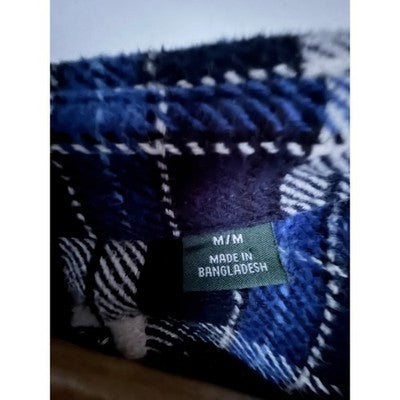Orvis Plaid Sherpa Lined Flannel Shirt Jacket Mens Medium Blue White - product photo 3