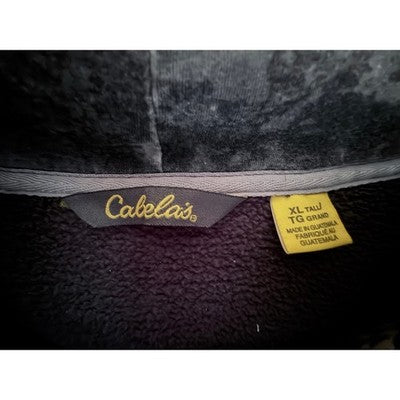 Cabela's Script Logo Pullover Hoodie XL Tall Black Fleece Sweatshirt - product photo 3