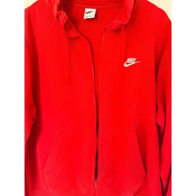 Nike Full Zip Hoodie Mens Large Red Embroidered Swoosh Fleece Sweatshirt - product photo 5