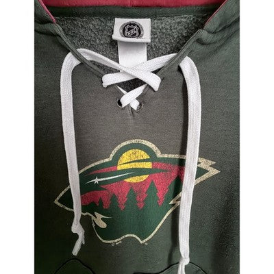 Minnesota Wild Lace Up Hoodie Green NHL Hockey Sweatshirt Mens Large - product photo 4