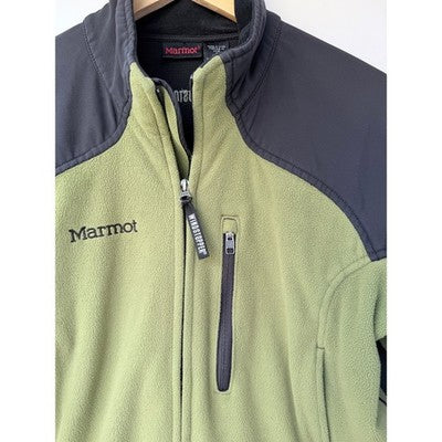 Marmot Fleece Jacket Mens Small Green Black Full Zip Outdoor Hiking Coat - product photo 4