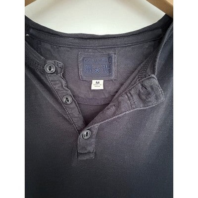 Converse One Star Henley Shirt Womens Medium Black Long Sleeve Casual Top - product photo 3