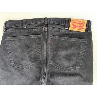 Levis 505 Mens 38x32 Black Regular Fit Straight Leg Jeans Denim - product photo 4