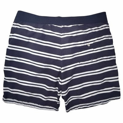 Lacoste Men's Swim Trunks Size Large Navy White Striped Board Shorts Drawstring - product photo 2