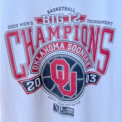 Oklahoma Sooners Big 12 Champions 2003 T Shirt Mens XL White NCAA Basketball Tee - product photo 4