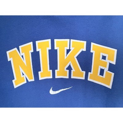 Nike Logo Hoodie Mens XL Blue Yellow Pullover Sweatshirt Athletic Fleece - product photo 4
