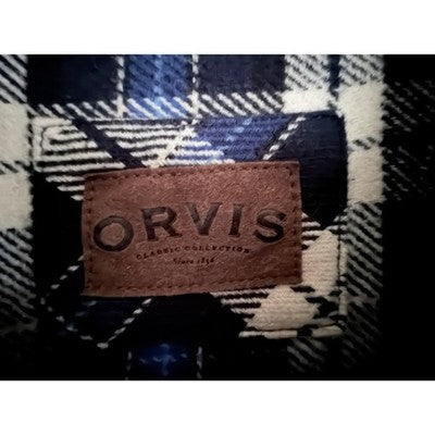 Orvis Plaid Sherpa Lined Flannel Shirt Jacket Mens Medium Blue White - product photo 6