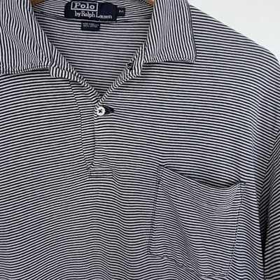 Polo Ralph Lauren Blue White Striped Polo Shirt Medium - product photo 4