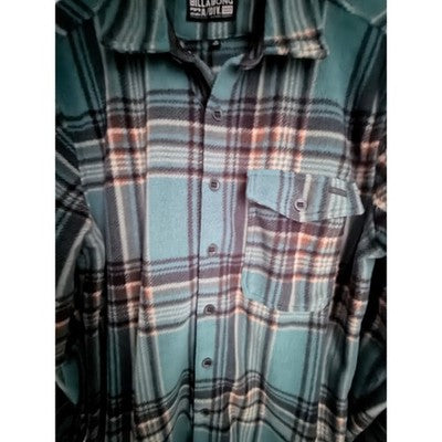 Billabong Adventure Division Fleece Shirt Jacket Mens Medium Green Plaid - product photo 4