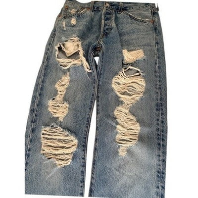 Levi's 501 Mens 30x30 Blue Distressed Ripped Jeans - product photo 4