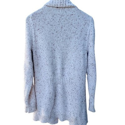 LL Bean Shawl Collar Cardigan Womens Large Cream Chunky Knit Cozy Sweater - product photo 2