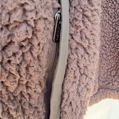 Athleta Sherpa Fleece Pullover Womens Medium Brown Quarter Zip Cozy Jacket - product photo 3