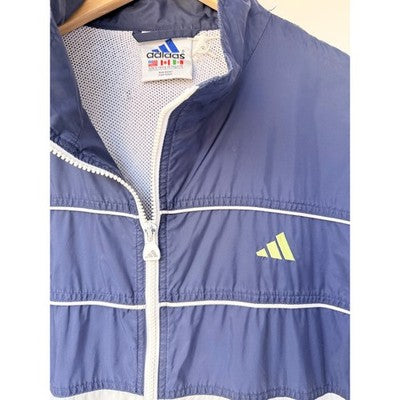 Adidas Windbreaker Jacket Mens XL Blue White Full Zip Lightweight Retro - product photo 4