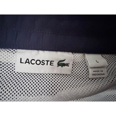 Lacoste Men's Swim Trunks Size Large Navy White Striped Board Shorts Drawstring - product photo 3