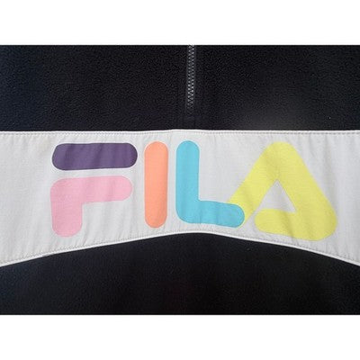 Fila Quarter Zip Fleece Pullover Mens XXL Black Colorblock Spell Out Jacket - product photo 4