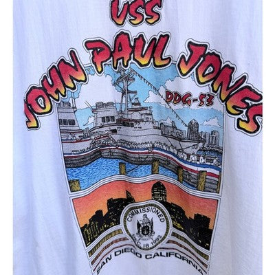 USS John Paul Jones DDG 53 San Diego California T Shirt Mens XL White USA Made - product photo 4