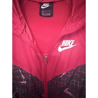 Nike Red Black Swoosh Windbreaker Womens Large - product photo 4