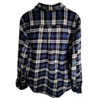 Orvis Plaid Sherpa Lined Flannel Shirt Jacket Mens Medium Blue White - product photo 2