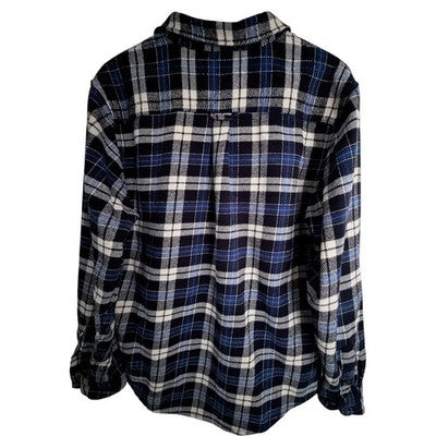 Orvis Plaid Sherpa Lined Flannel Shirt Jacket Mens Medium Blue White - product photo 2