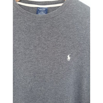 Polo Ralph Lauren Thermal Shirt Mens Large Gray Waffle Knit Sleepwear Pony Logo - product photo 4