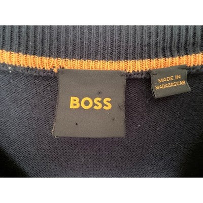 Hugo Boss Mens Medium Navy Crewneck Knit Sweater Logo Patch Pullover - product photo 4