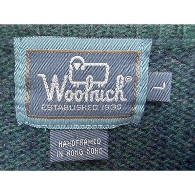 Woolrich Crewneck Sweater Mens Large Green Wool Blend Outdoor Knit Pullover - product photo 4
