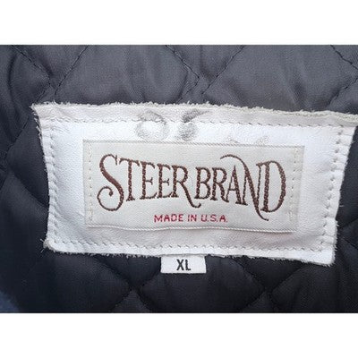 Steer Brand Tide Racing Team Varsity Jacket Mens XL Wool Leather USA Snap Front - product photo 3