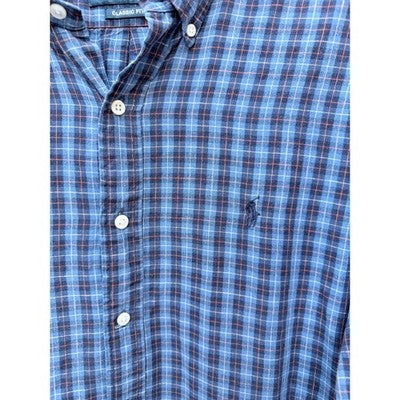 Ralph Lauren Mens Button Down Shirt Blue Plaid Classic Fit XL - product photo 4