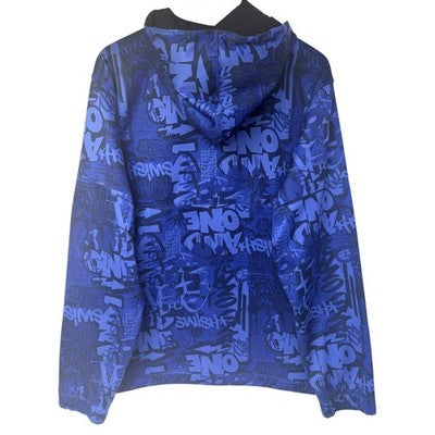 AND1 Zip Up Hoodie Jacket Mens Medium Blue Black Graphic Print Streetwear - product photo 2