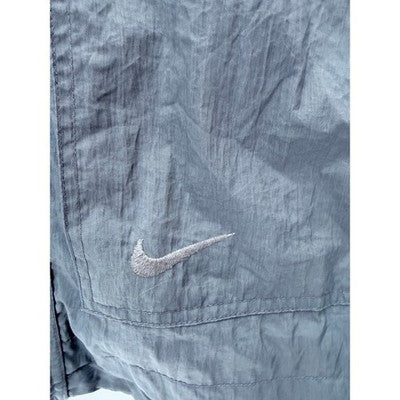 Nike Mens Vintage Hooded Jacket Gray Snap Front Swoosh Windbreaker Large - product photo 4